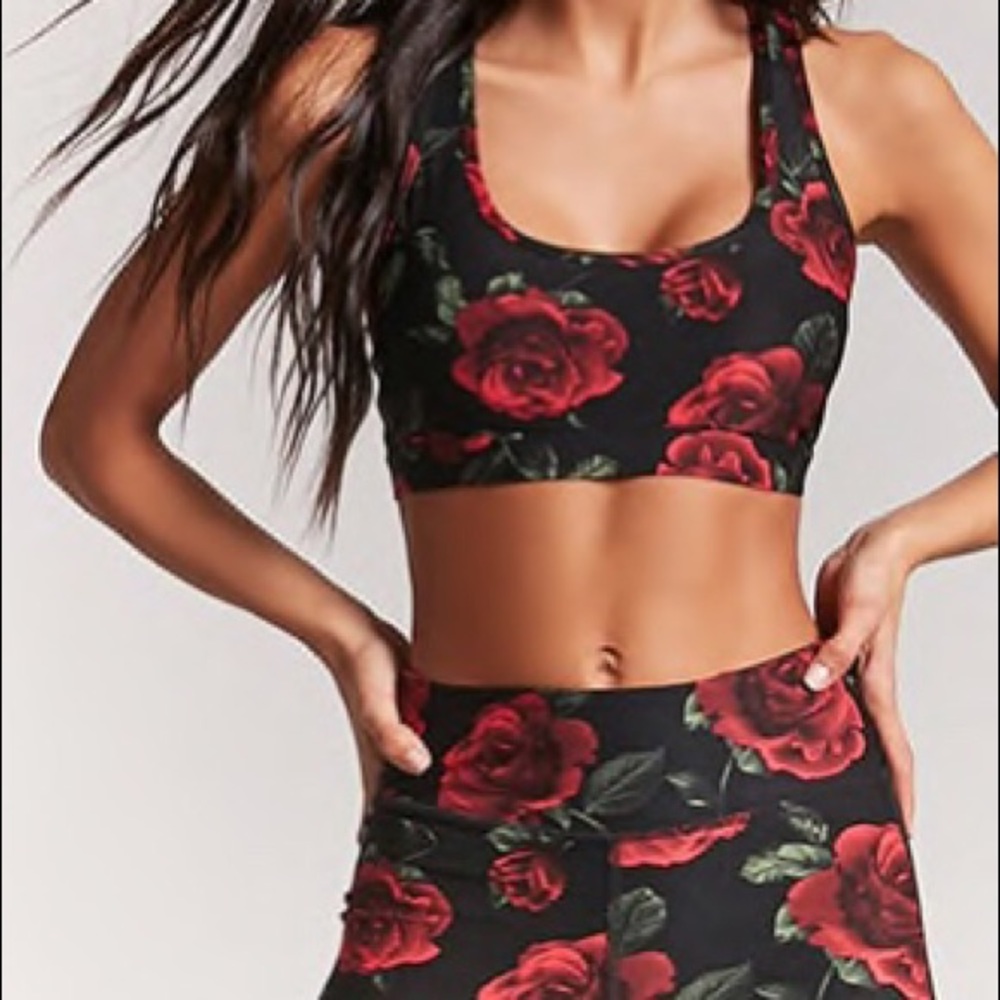 Rose Print Sports Bra